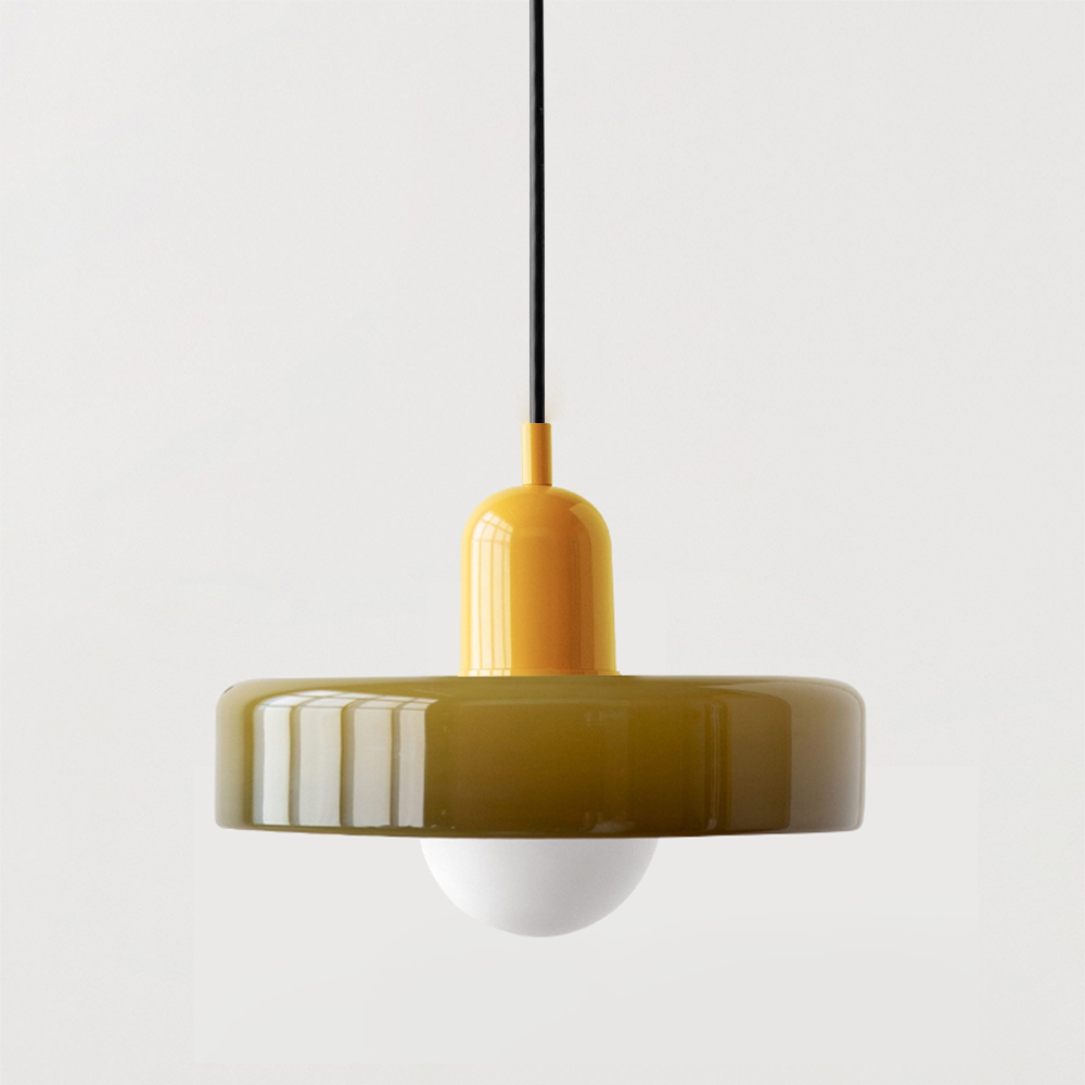 Vivolux | Pendelleuchte aus farbigem Glas | Elegante Hängeleuchte im Bauhaus-Stil | Designlampe für Wohnzimmer & Esszimmer
