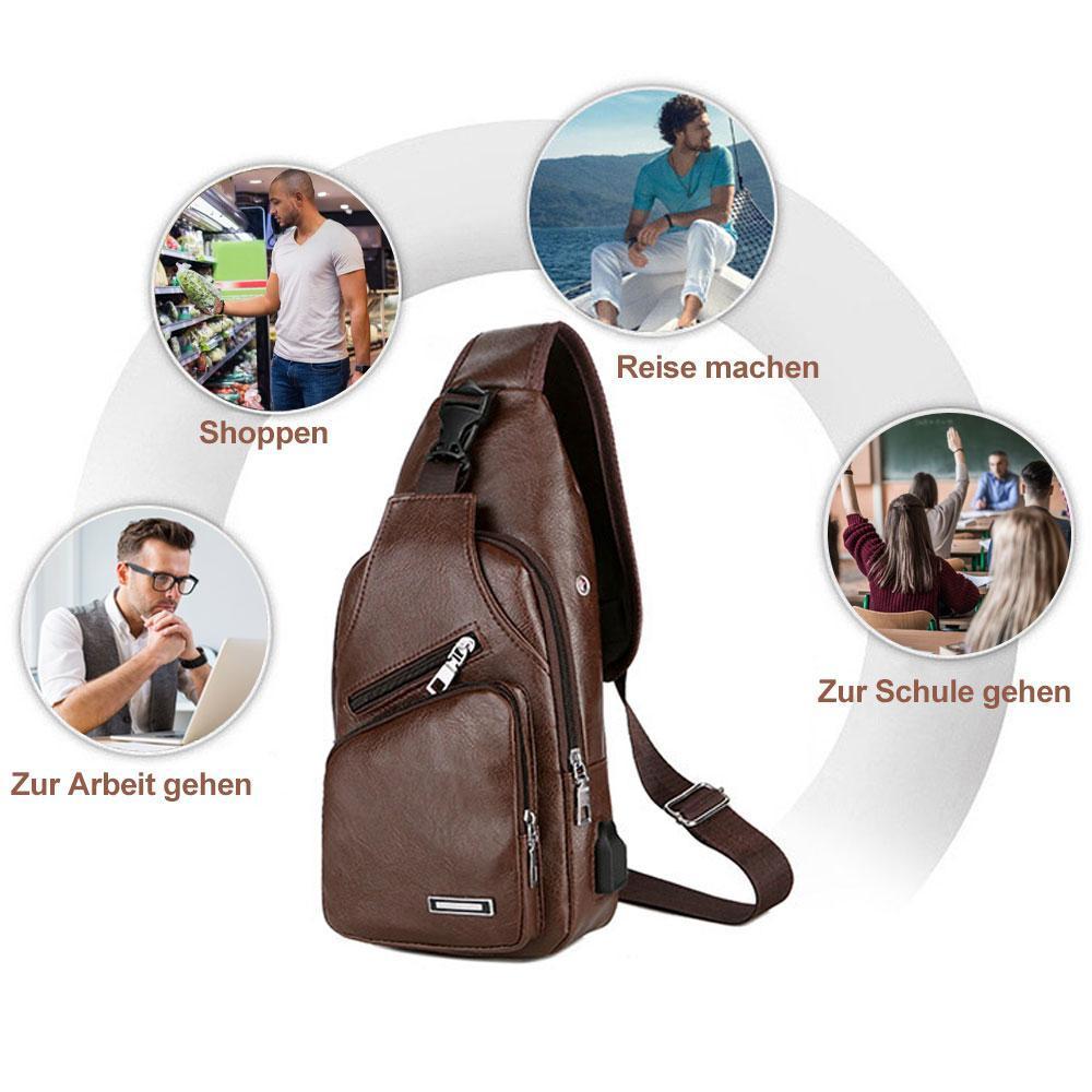 Vivolux | Schultertasche Crossbodytasche für Herren mit USB-Ladeanschluss