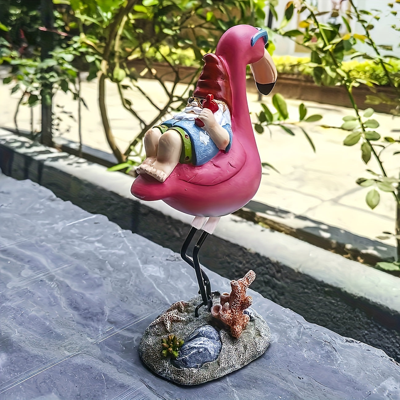 Vivolux | Flamingo chillende Gartenzwerg-Statue