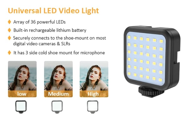 Vivolux | Professionelles Videomikrofon-Set mit Stativ und LED-Videoleuchte