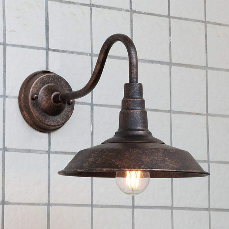 Vivolux | 1 Glühbirne Eisen Wandlicht Rustikale schwarze Oberfläche Scheunen Nachttisch Wandleuchte mit Gänneckarm