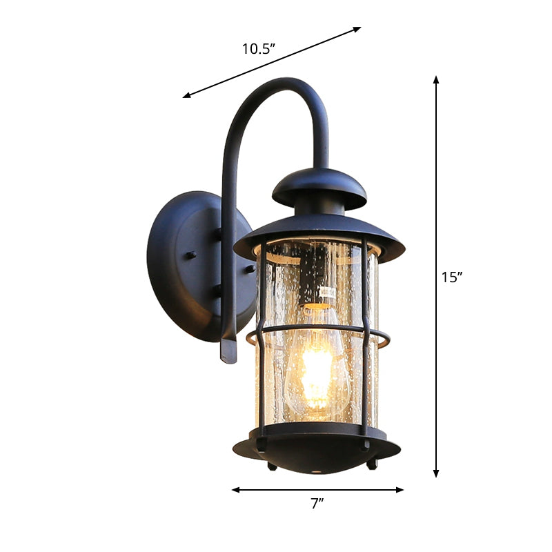 Vivolux | Seeded Glas Schwarze Wandleuchte Zylinder 1-Licht Traditionelle Lichtquelle mit Käfig