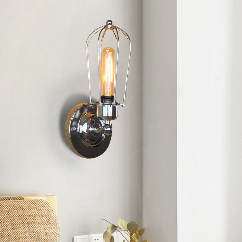Vivolux | 1 Kopf Mini Wand Leuchte mit Käfigschirm Vintage Stil Dunkelrost/Messing Metall Wandlampe für Wohnzimmer