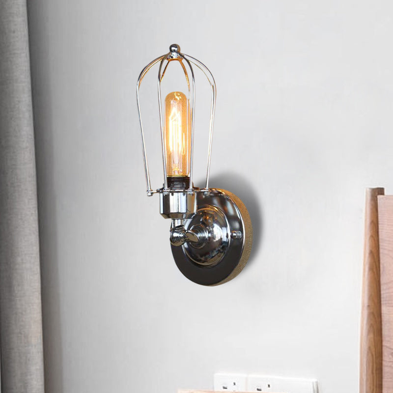 Vivolux | 1 Kopf Mini Wand Leuchte mit Käfigschirm Vintage Stil Dunkelrost/Messing Metall Wandlampe für Wohnzimmer