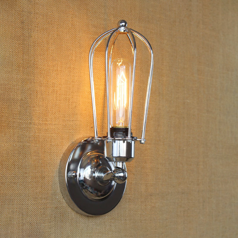 Vivolux | 1 Kopf Mini Wand Leuchte mit Käfigschirm Vintage Stil Dunkelrost/Messing Metall Wandlampe für Wohnzimmer