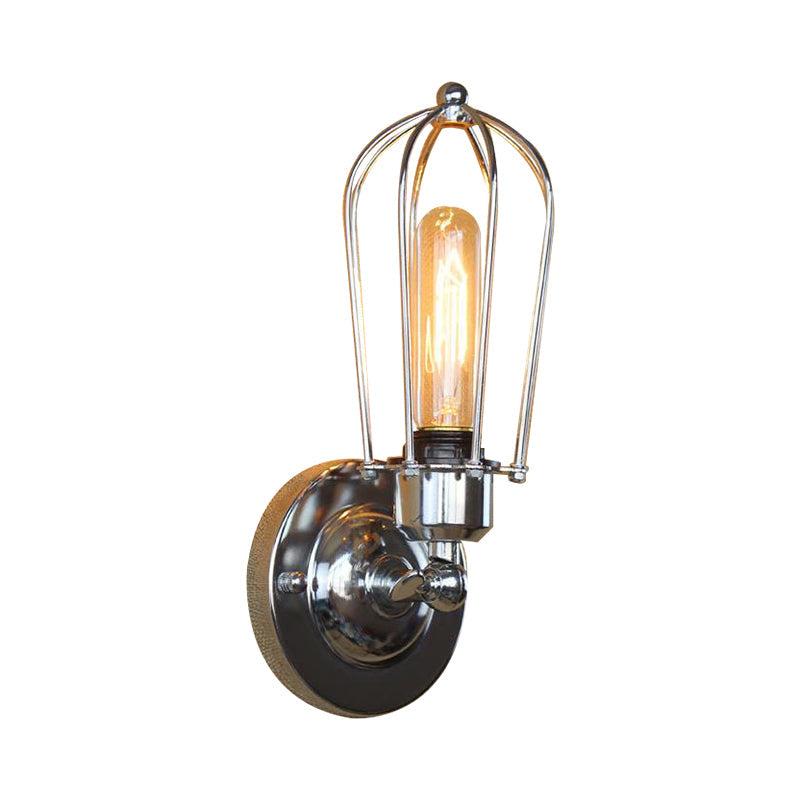 Vivolux | 1 Kopf Mini Wand Leuchte mit Käfigschirm Vintage Stil Dunkelrost/Messing Metall Wandlampe für Wohnzimmer