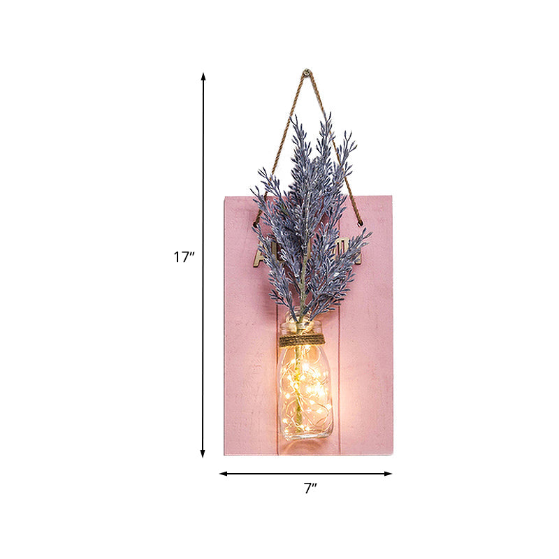 Vivolux | Roze Bloem/Tak Muur String Licht Rustieke Glazen Pot Twinkle Licht voor Café Restaurant