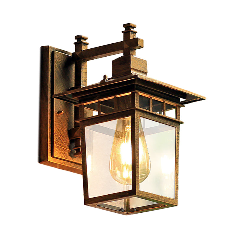 Vivolux | Koffie Finish 1 Hoofd Wandlamp Verlichting Country Pavilion Metalen Wandlamp Armatuur met Heldere Glazen Schaduw, 8,5"/11" Breedte