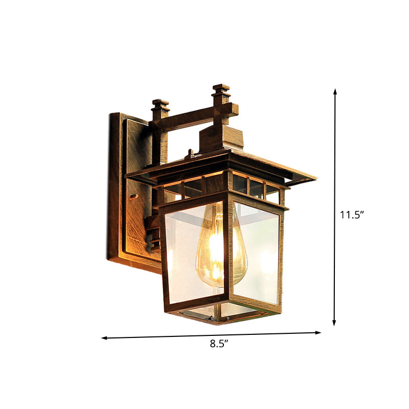 Vivolux | Koffie Finish 1 Hoofd Wandlamp Verlichting Country Pavilion Metalen Wandlamp Armatuur met Heldere Glazen Schaduw, 8,5"/11" Breedte