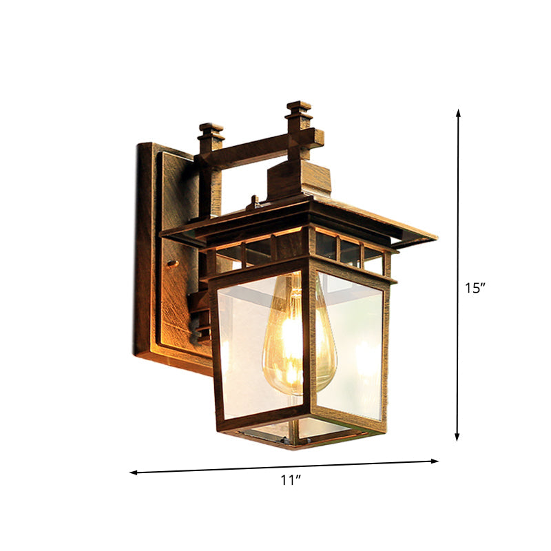 Vivolux | Koffie Finish 1 Hoofd Wandlamp Verlichting Country Pavilion Metalen Wandlamp Armatuur met Heldere Glazen Schaduw, 8,5"/11" Breedte