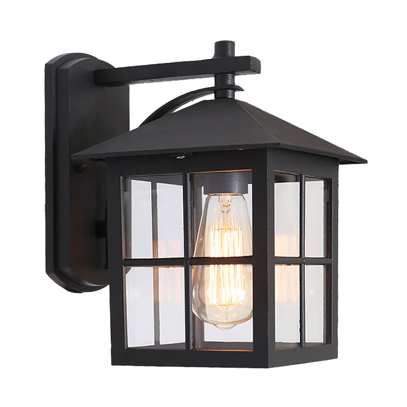 Vivolux | Schwarz 1 Kopf Wand Sconce Licht Lodges Klarglas Würfelform Wandlampe Leuchte für Außenbereich
