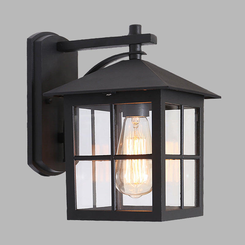 Vivolux | Schwarz 1 Kopf Wand Sconce Licht Lodges Klarglas Würfelform Wandlampe Leuchte für Außenbereich