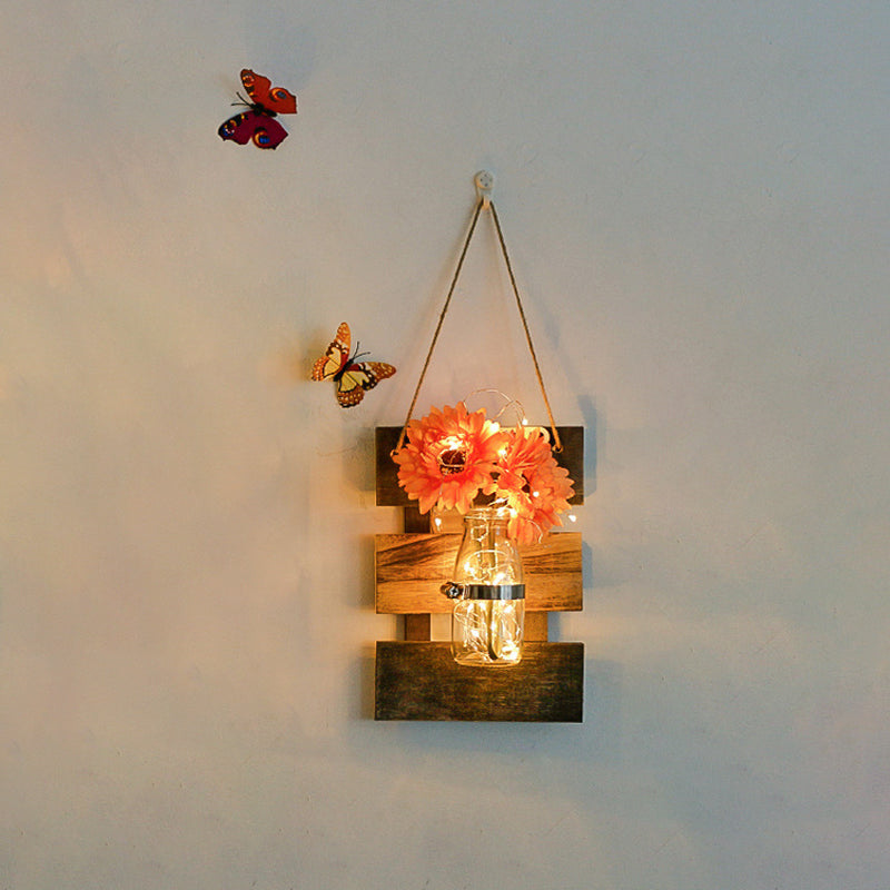 Vivolux | Nordic Flower Accent String Light für Teeladen Klarglas Glas Wandlampe in Pink/Weiß/Gelb