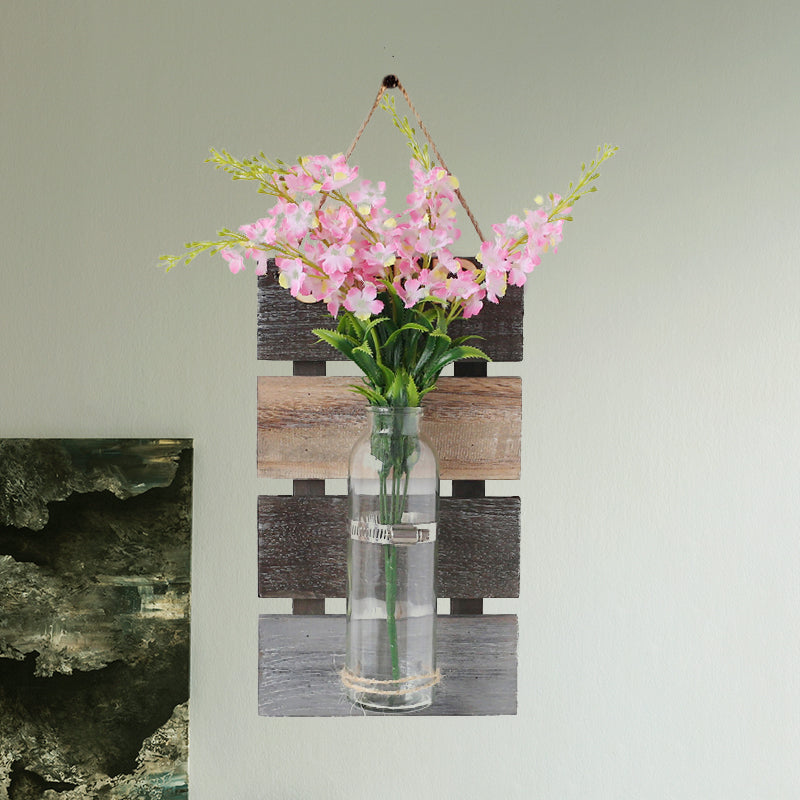 Vivolux | Rosa/Rosa-Gelbe Blumen Wandlampe für Café Klarglas Flasche Lichterkette im zeitgenössischen Stil