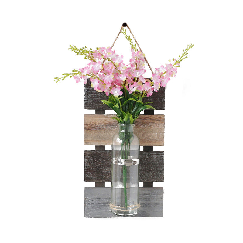 Vivolux | Rosa/Rosa-Gelbe Blumen Wandlampe für Café Klarglas Flasche Lichterkette im zeitgenössischen Stil