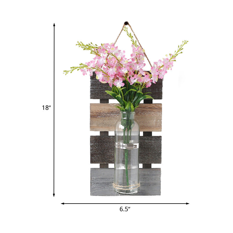 Vivolux | Rosa/Rosa-Gelbe Blumen Wandlampe für Café Klarglas Flasche Lichterkette im zeitgenössischen Stil