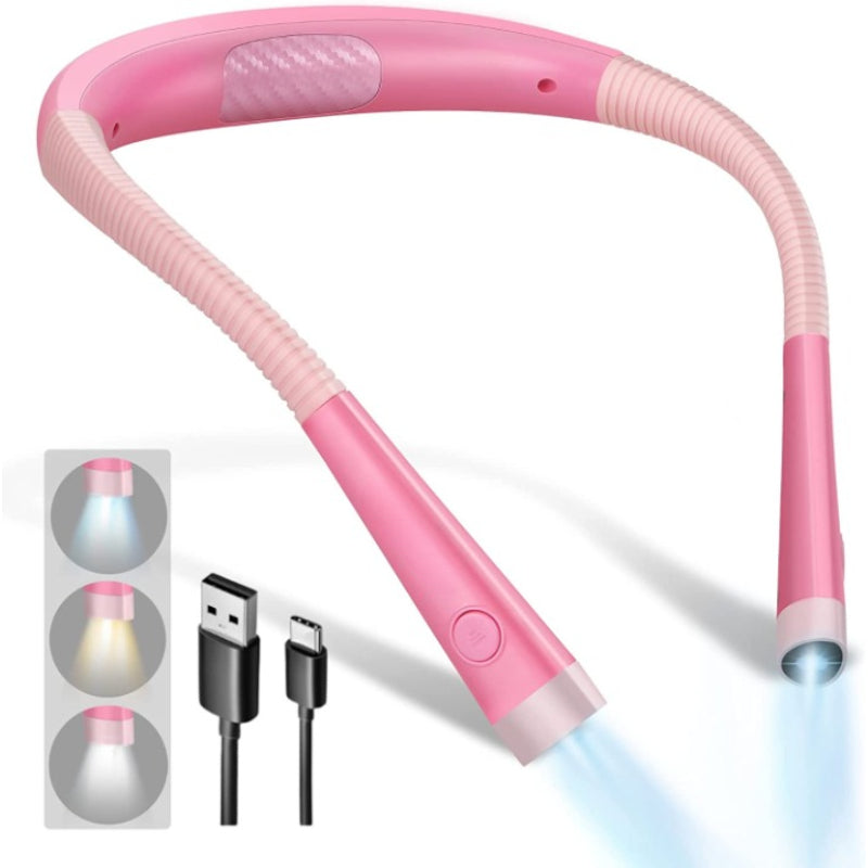 Vivolux | LED Nackenleselampe, Buchlicht zum Lesen im Bett, 3 Farben, 6 Helligkeitsstufen, biegbarer Arm, wiederaufladbar, langlebig, perfekt zum Lesen, Stricken, Campen, Reparieren
