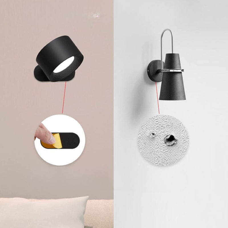 Vivolux | LED Wandleuchten, Wandmontierte Lampen mit wiederaufladbarem batteriebetriebenem 3 Farbtemperaturen & 3 Helligkeitsstufen 360° drehbare magnetische Kugel, kabellose Wandleuchten für Studium Lesen Nachttisch