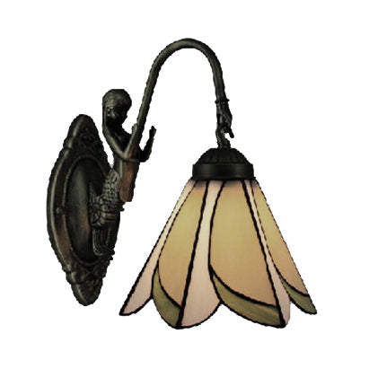 Vivolux | 1 Kop Petal Wandmontage Licht Tiffany Geel/Blauw-Wit Glas Wandlamp Met Sirene Achterplaat