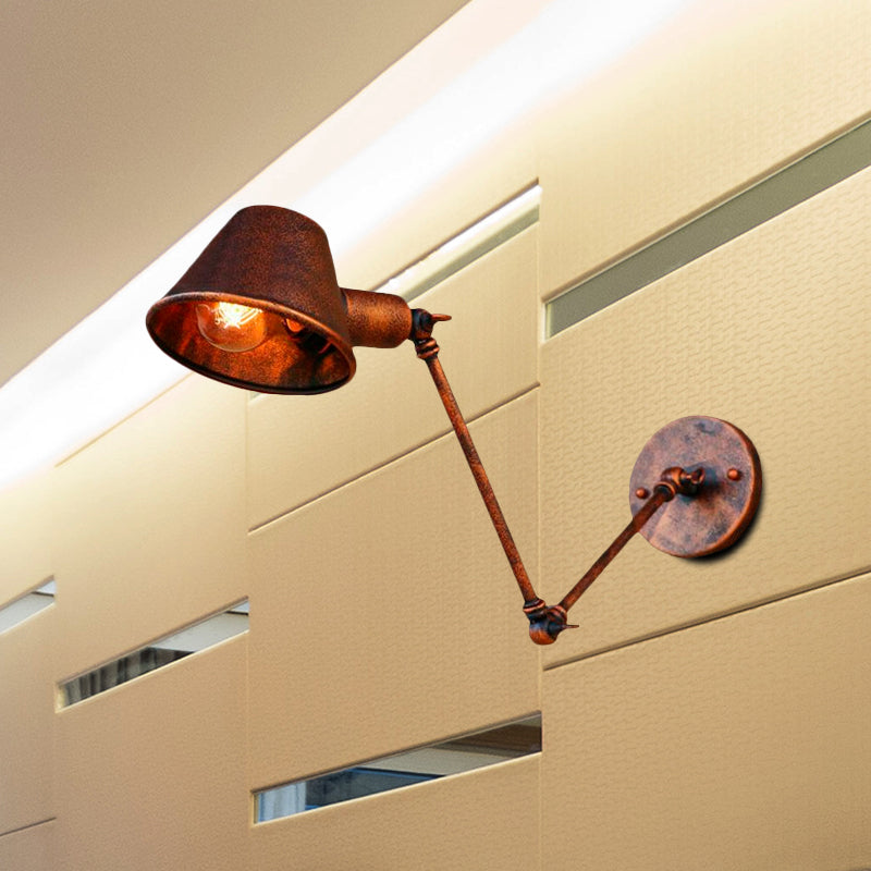 Vivolux | 1 Glühbirne Wandbeleuchtung Vintage Industrie Konische Schattierung Metall Wandlampe in Schwarz/Rost für das Arbeitszimmer