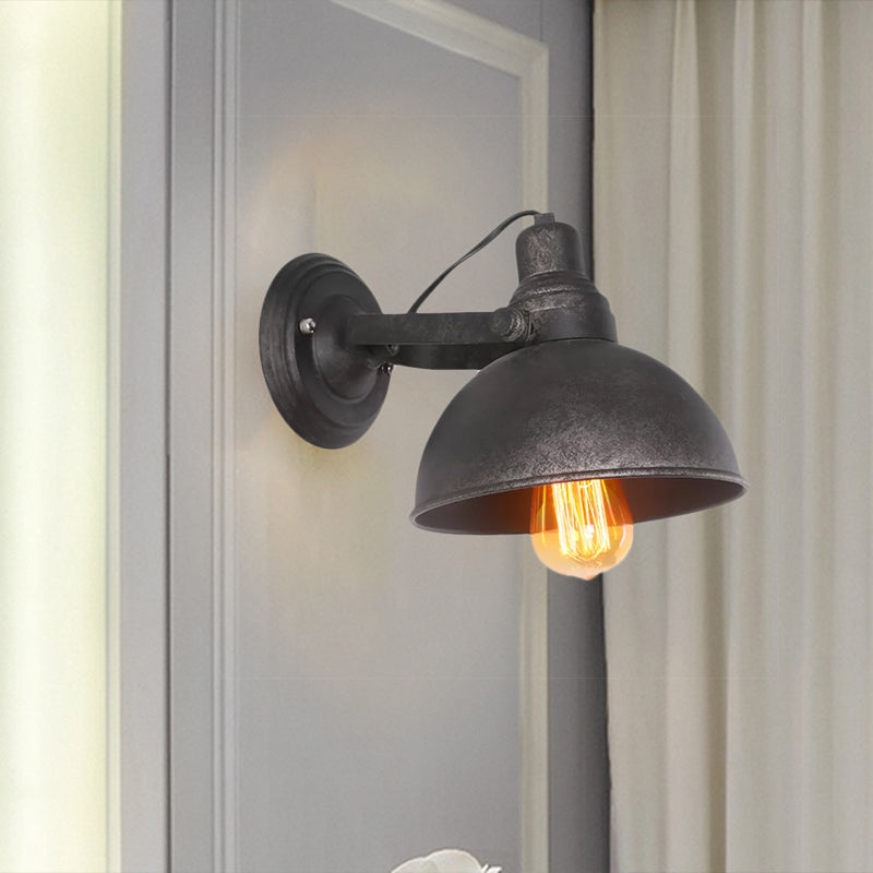 Vivolux | 1 Glühbirne Kuppel Wandlampe Licht Antik Stil Schwarz/Rost Schmiedeeisen Wandmontage Licht für Flur