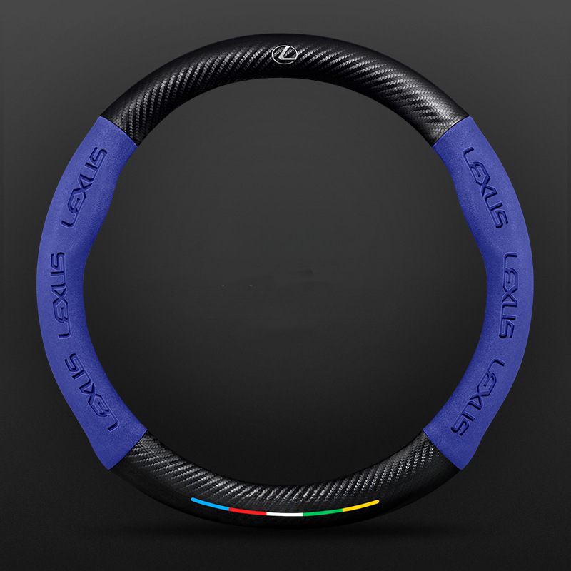 Anti-Rutsch 3D Prägung Kohlefaser Leder Auto Lenkradbezug Universelle Passform