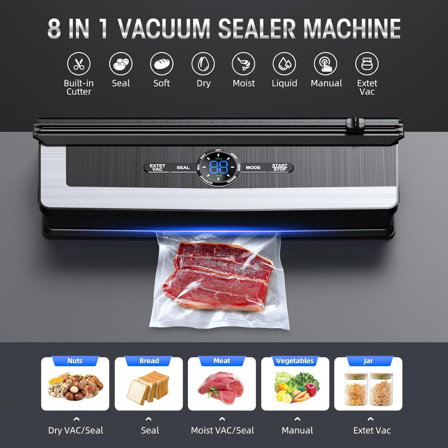 Vivolux | 8-in-1 Vakuumiergerät mit eingebautem Schneider