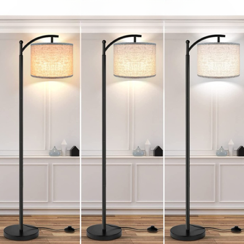 Vivolux | Stehlampe mit 3 Farbtemperaturen LED-Glühbirne, Stehlampe hohe industrielle Stehlampe Lesen für Schlafzimmer, Büro, weiße Lampenschirm enthalten