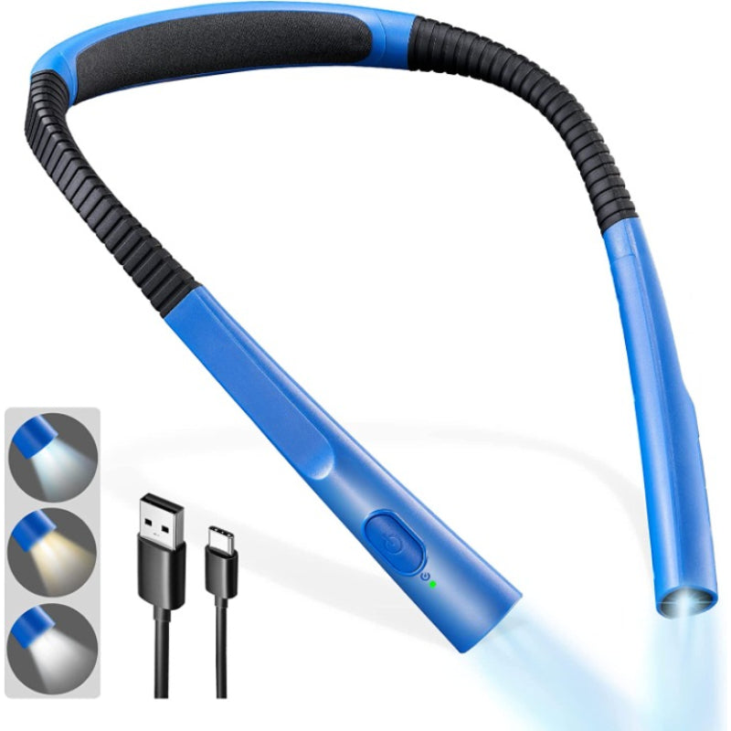 Vivolux | LED Nackenleselampe, Buchlicht zum Lesen im Bett, 3 Farben, 6 Helligkeitsstufen, biegbarer Arm, wiederaufladbar, langlebig, perfekt zum Lesen, Stricken, Campen, Reparieren