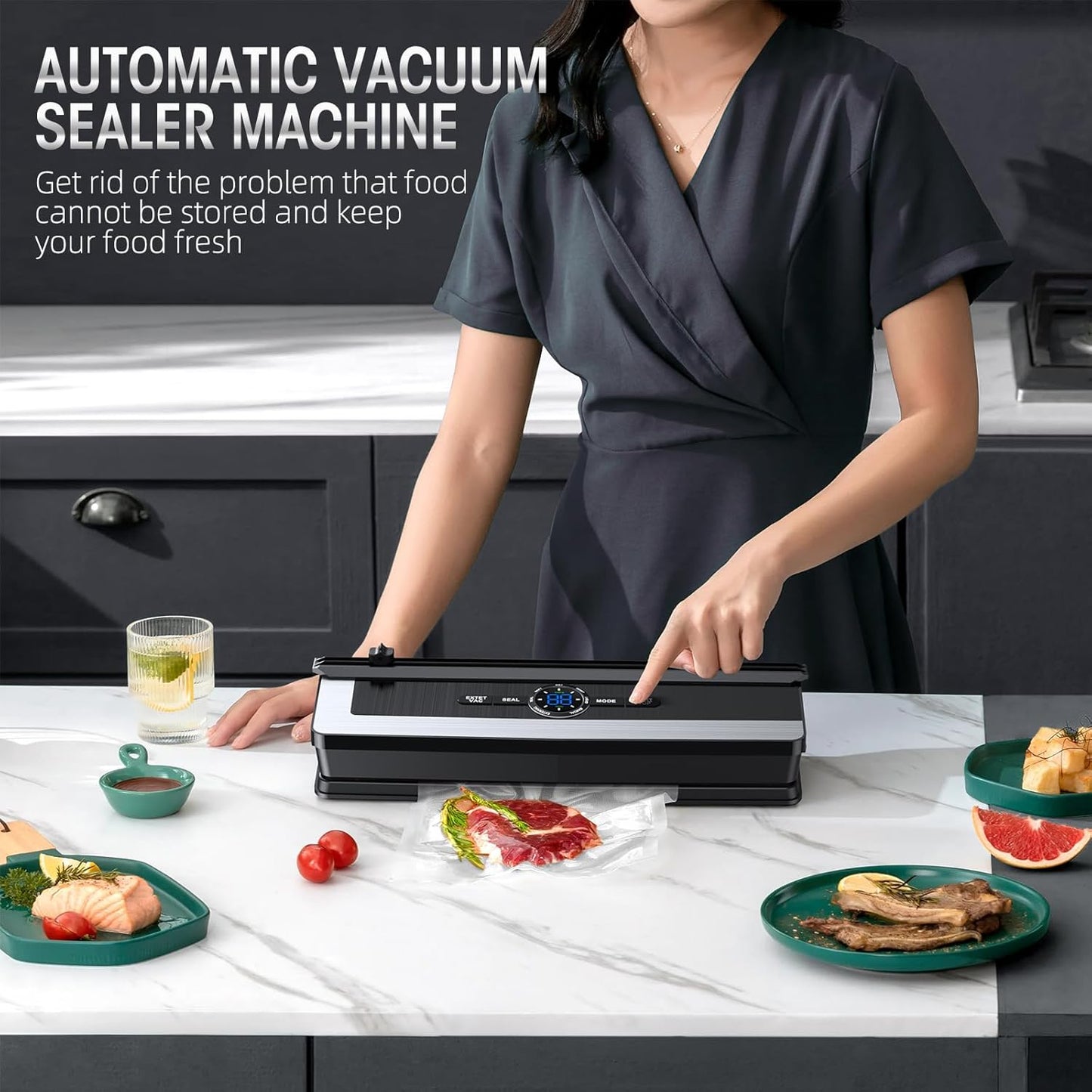 Vivolux | 8-in-1 Vakuumiergerät mit eingebautem Schneider