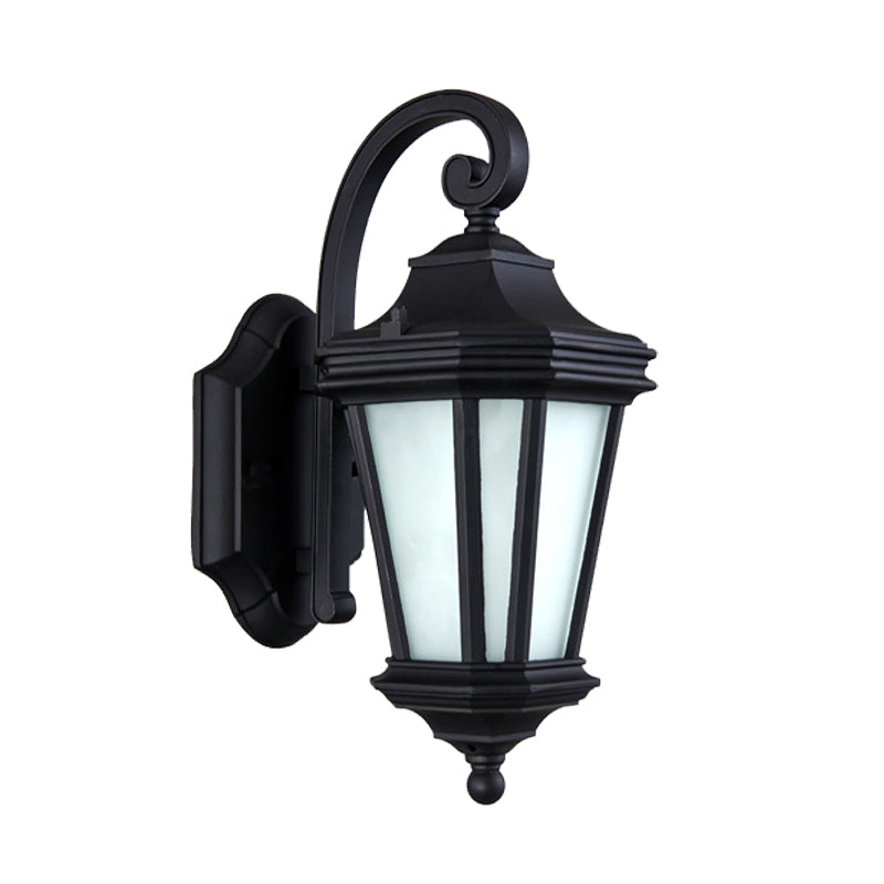 Vivolux | 1 Kopf Gewundene Arm Wandleuchte Land Schwarz Finish Opal-Glas Wandmontage Lampenarmatur