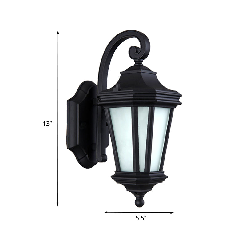 Vivolux | 1 Kopf Gewundene Arm Wandleuchte Land Schwarz Finish Opal-Glas Wandmontage Lampenarmatur