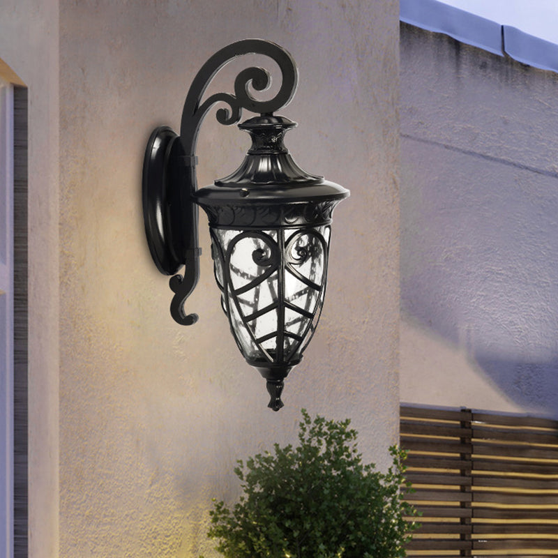Vivolux | Schwarz 1 Licht Wand Sconces Lampe Rustikal Klar Gesprenkeltes Glas Tannenzapfen Wandbeleuchtung Ideen