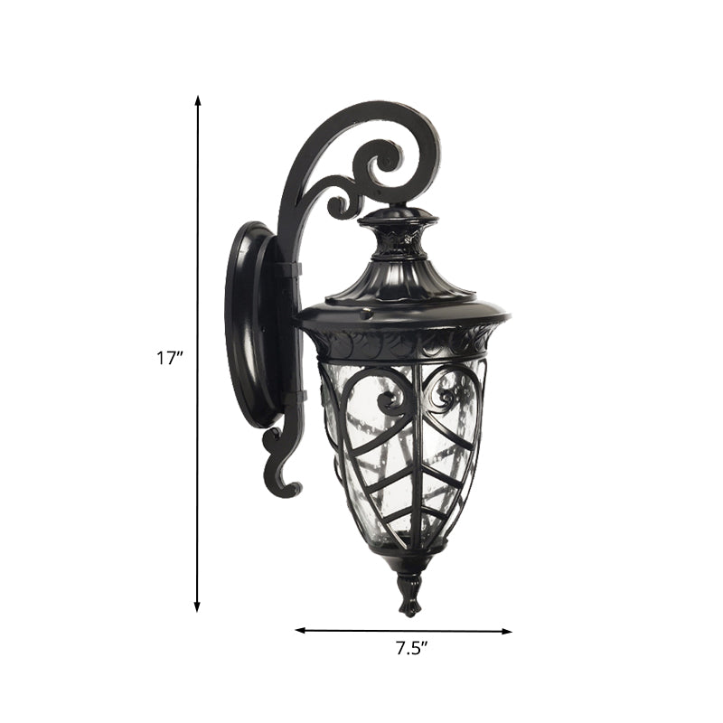 Vivolux | Schwarz 1 Licht Wand Sconces Lampe Rustikal Klar Gesprenkeltes Glas Tannenzapfen Wandbeleuchtung Ideen