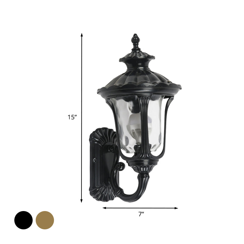 Vivolux | Rustieke Urn Wandlamp Sconces 1-Kop Aluminium Wandmontage Lamp in Zwart/Bronze met Waterglas Shade voor Gang