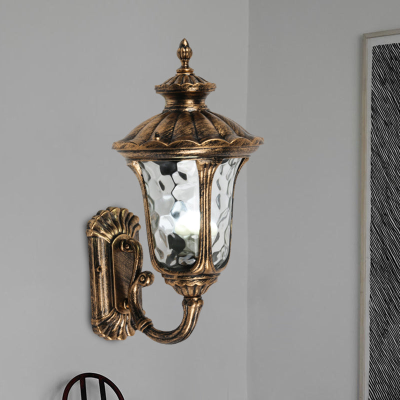 Vivolux | Rustieke Urn Wandlamp Sconces 1-Kop Aluminium Wandmontage Lamp in Zwart/Bronze met Waterglas Shade voor Gang