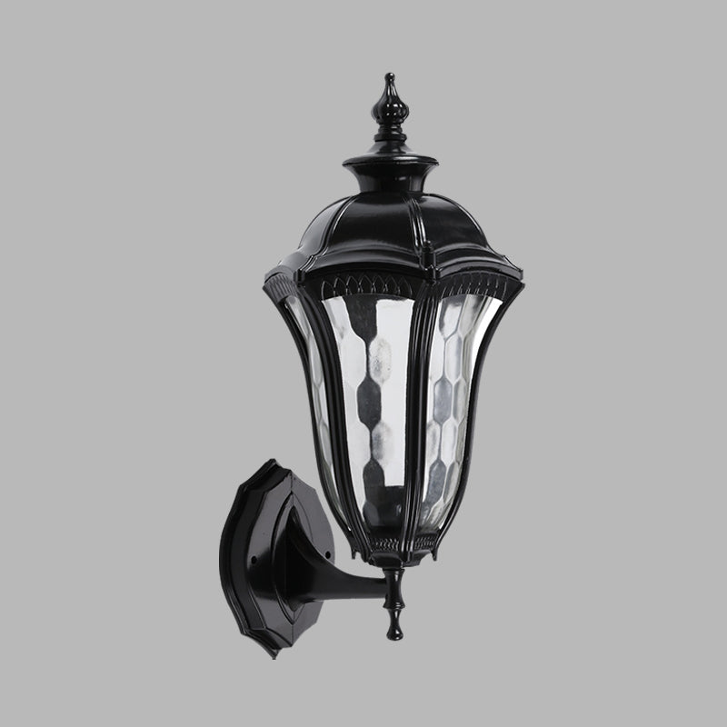 Vivolux | Urn Buiten Wandlamp Verlichting Rustiek Helder Dimpled Glas 1 Peertje Zwarte Wandlamp Fixture