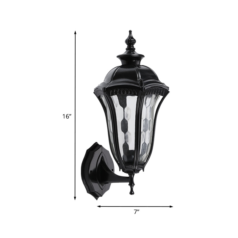 Vivolux | Urn Buiten Wandlamp Verlichting Rustiek Helder Dimpled Glas 1 Peertje Zwarte Wandlamp Fixture