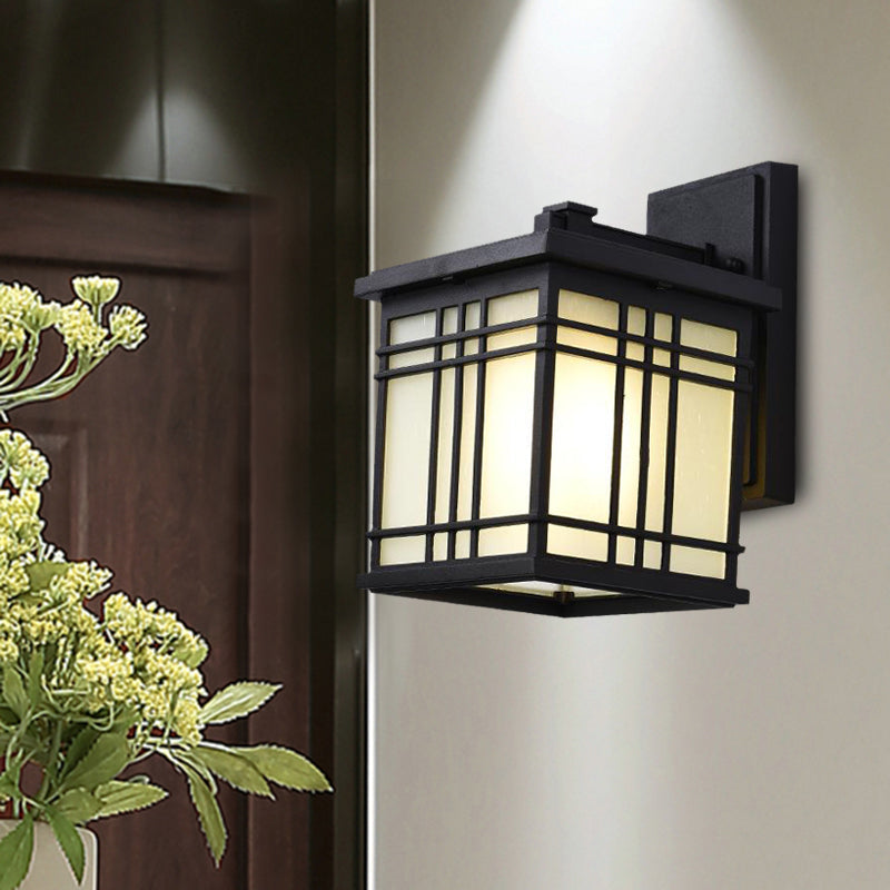 Vivolux | 1 Glühbirne Offene Unterseite Wandlampe Rustikal Schwarz Aluminium Wandmontage Licht mit Opalglas Schirm