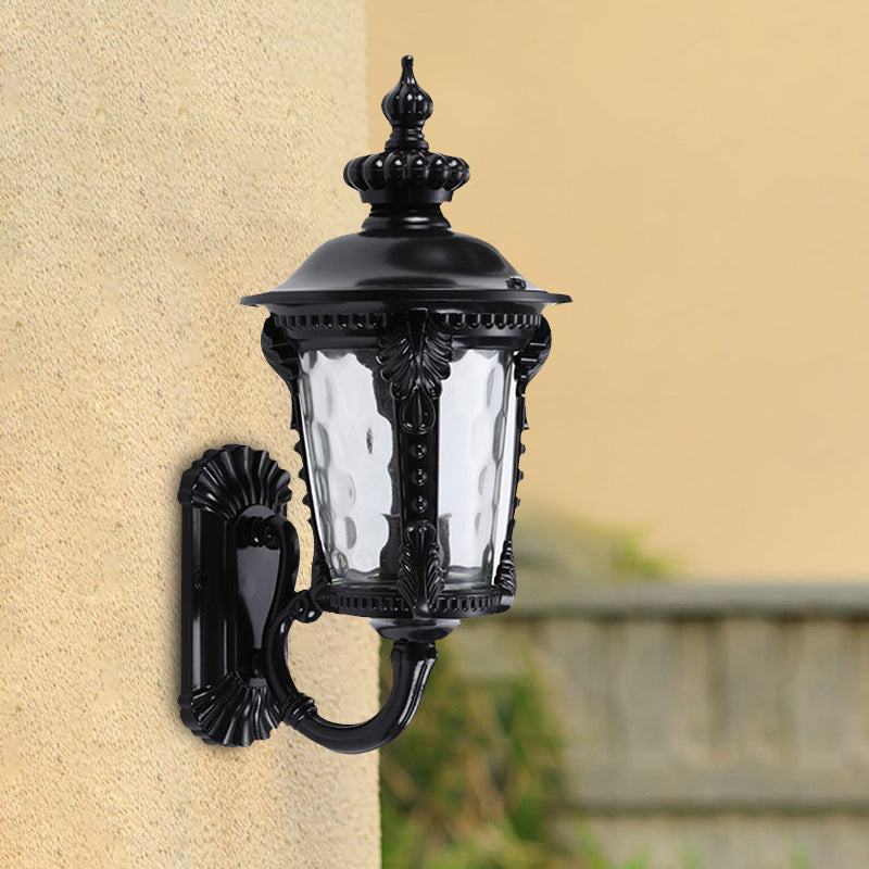 Vivolux | 1-Head Wandmontage Verlichting Rustieke Urn Water Glazen Wandlamp Wandlamp in Zwart voor Binnenplaats