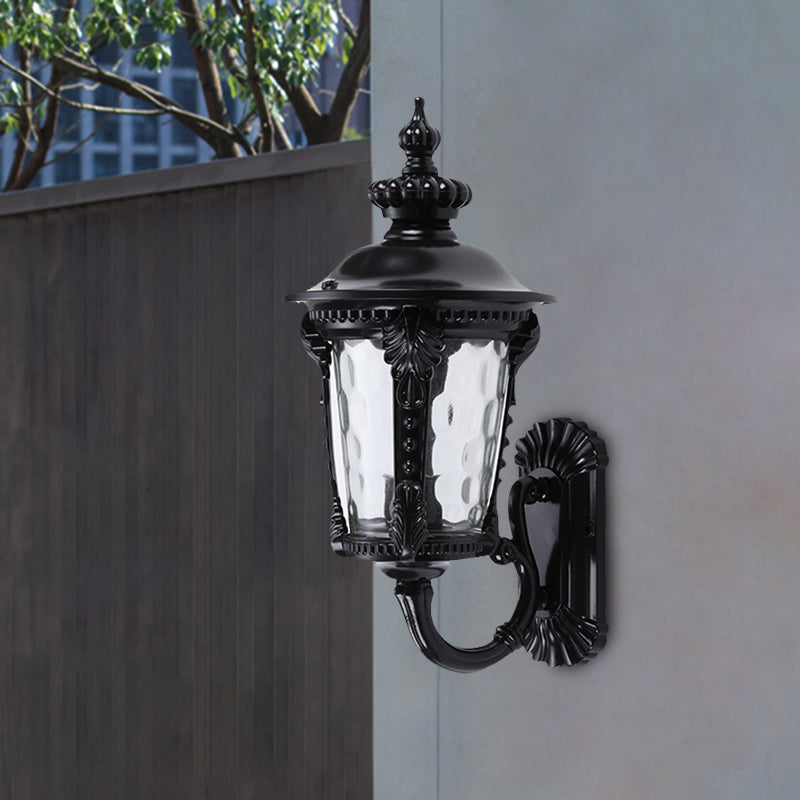 Vivolux | 1-Head Wandmontage Verlichting Rustieke Urn Water Glazen Wandlamp Wandlamp in Zwart voor Binnenplaats