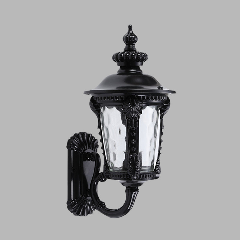 Vivolux | 1-Head Wandmontage Verlichting Rustieke Urn Water Glazen Wandlamp Wandlamp in Zwart voor Binnenplaats