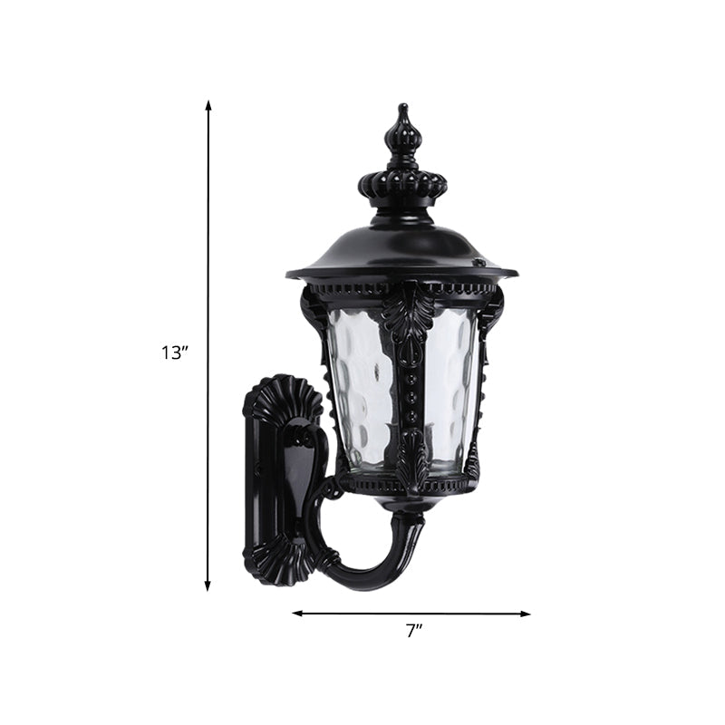 Vivolux | 1-Head Wandmontage Verlichting Rustieke Urn Water Glazen Wandlamp Wandlamp in Zwart voor Binnenplaats