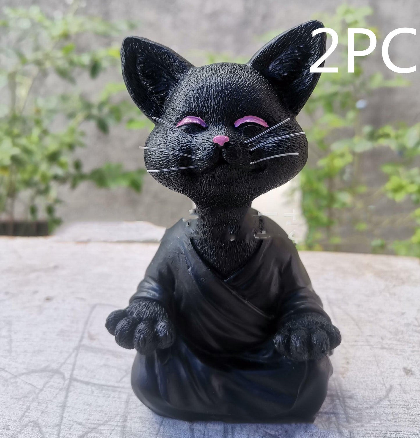 Vivolux | Verspielt Schwarze Buddha Katze Figur Meditation Yoga Sammlerstück Glückliche Katzen Dekor Zuhause Garten Dekoration Gartenornament