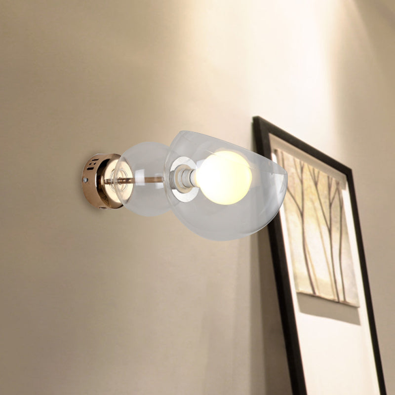 Vivolux | 1 Kopf Schlafzimmer Wandlampe Postmoderne Messing Wandbeleuchtung mit Kuppel Klar/Amber Glas Schirm