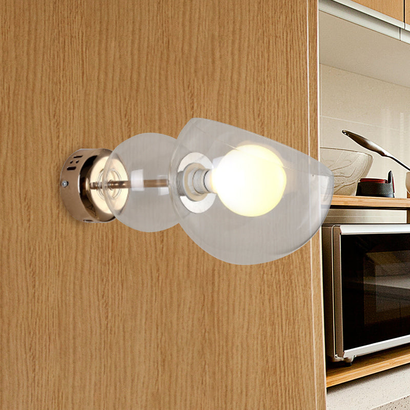 Vivolux | 1 Kopf Schlafzimmer Wandlampe Postmoderne Messing Wandbeleuchtung mit Kuppel Klar/Amber Glas Schirm