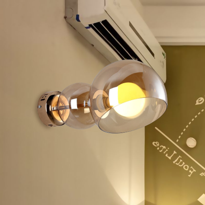 Vivolux | 1 Kopf Schlafzimmer Wandlampe Postmoderne Messing Wandbeleuchtung mit Kuppel Klar/Amber Glas Schirm