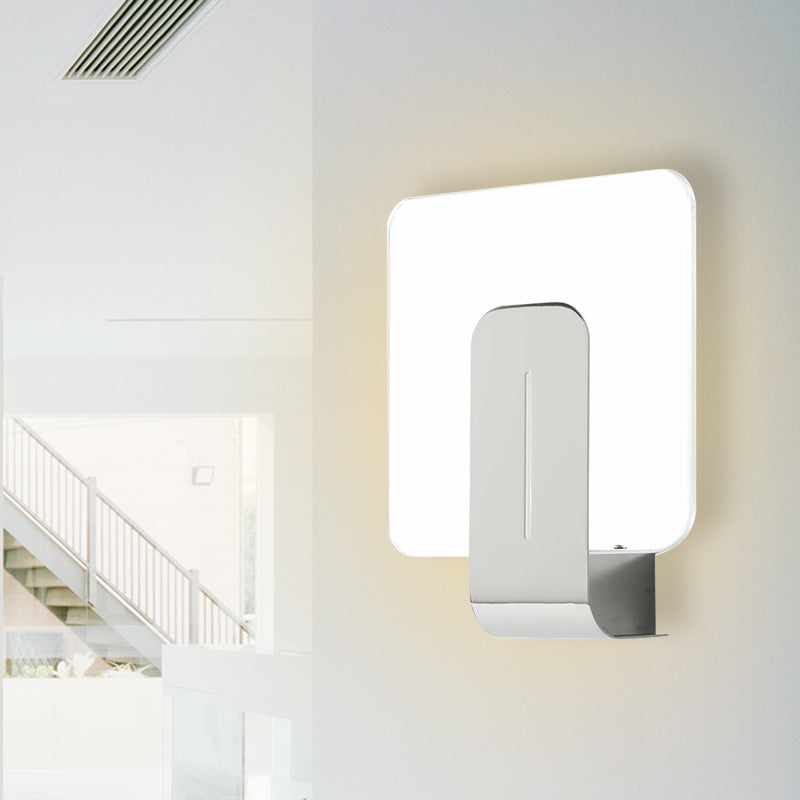 Vivolux | 1 Kopf Badezimmer Wandleuchte Modern Silber Finish Wandmontierte Lampe mit quadratischem Paneel Klarglas-Schirm