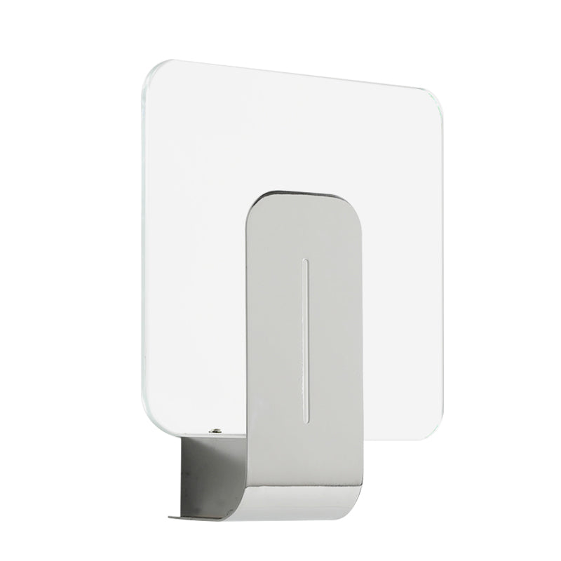 Vivolux | 1 Kopf Badezimmer Wandleuchte Modern Silber Finish Wandmontierte Lampe mit quadratischem Paneel Klarglas-Schirm