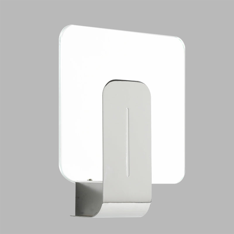 Vivolux | 1 Kopf Badezimmer Wandleuchte Modern Silber Finish Wandmontierte Lampe mit quadratischem Paneel Klarglas-Schirm